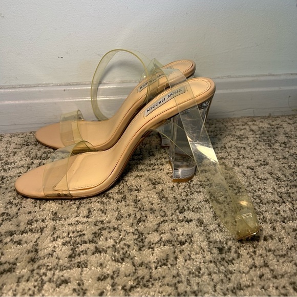 Steve Madden Camille Clear Strappy Block Heeled Sandals Size 8 - Picture 3 of 9